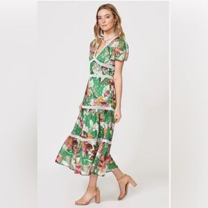 Adelyn Rae Lian Jacquared Printed Midi Dress